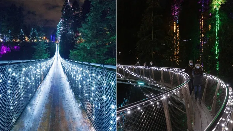 Canyon Lights en el Parque Puente Colgante de Capilano: Una Experiencia Navideña Inolvidable en Vancouver